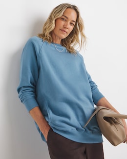 Denim Blue Side Pocket Longline Sweatshirt