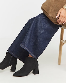 Salsa Pointed Block Heel Ankle Boots - Wide Fit (E)