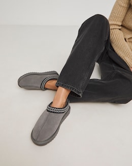 Reese Suede Embroidery Mule Snug Slipper - Extra Wide Fit (EEE)