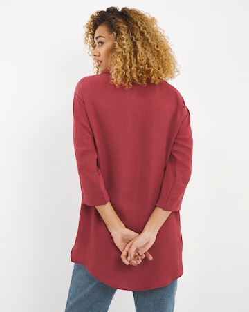 Berry Dropped Shoulder Herringbone Twill Pocket Detail Shirt