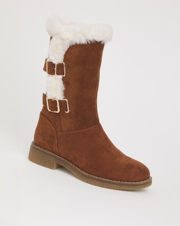 Cushion Walk Lined Winter Boot With Buckle Crepe Sole Extra Wide EEE Fit