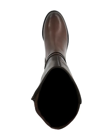 Dune Tatter Brown Leather Stretch-Back Knee-High Boots Standard Fit