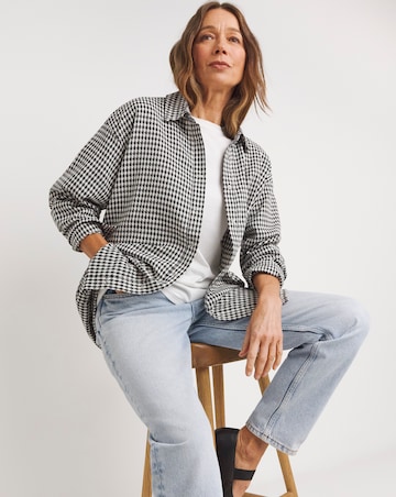Twill Houndstooth Long Sleeve Shacket