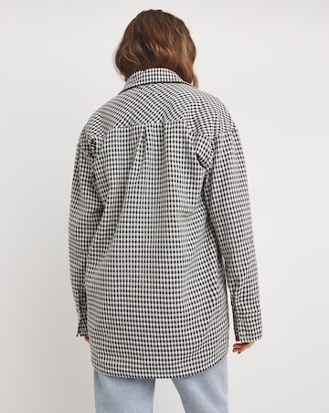 Twill Houndstooth Long Sleeve Shacket