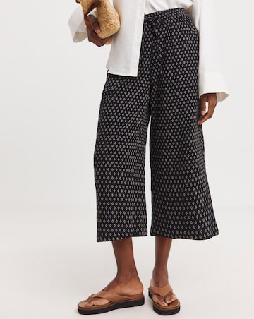 Black Print Cheesecloth Culottes