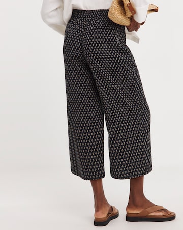Black Print Cheesecloth Culottes