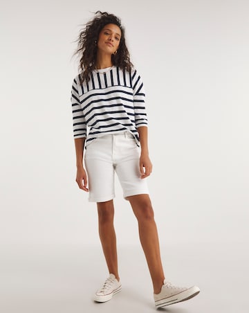 Simply Be White 24/7 Knee Shorts