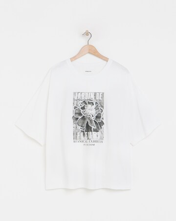 Simply Be White Jardin De Fleurs Graphic T-Shirt