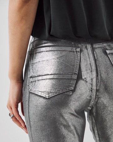 Silver Metallic Slim Leg Jeans