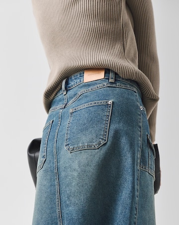 Western Blue Utility Full Denim Skirt