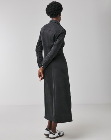 Black Fitted Denim Shirt Dress