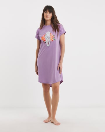 Joe Browns Placement Leopard Print Nightie Lilac