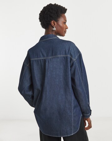 Pure Cotton Dark Blue Relaxed Denim Shirt