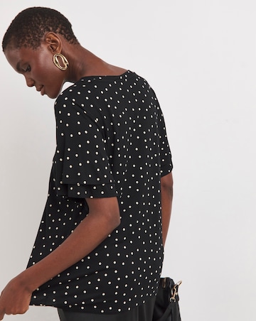 Black Spot Double Angel Sleeve V Neck Top