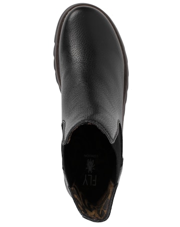 Fly London Salv Black Pebbled Leather Wedge Chelsea Boots