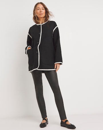 Black Contrast Scarf Coat