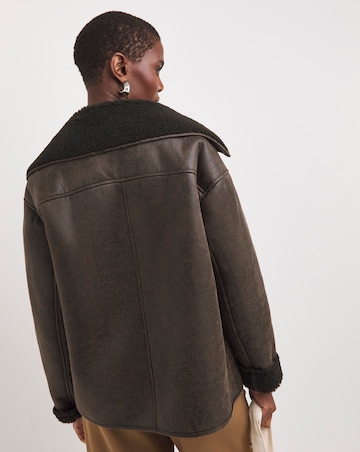 Chocolate Revere Collar Shearling Jacket