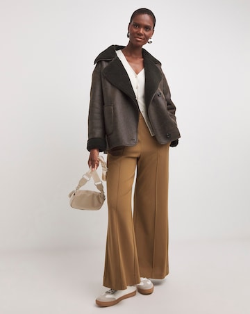 Chocolate Revere Collar Shearling Jacket