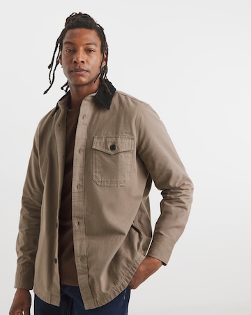 Contrast Collar Canvas Overshirt