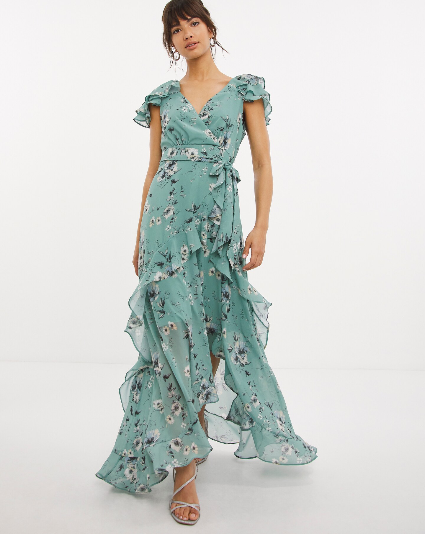 Lipsy lara print ruffle maxi on sale dress