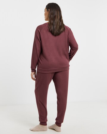 Figleaves Supersoft Rib Lounge Set Burgundy
