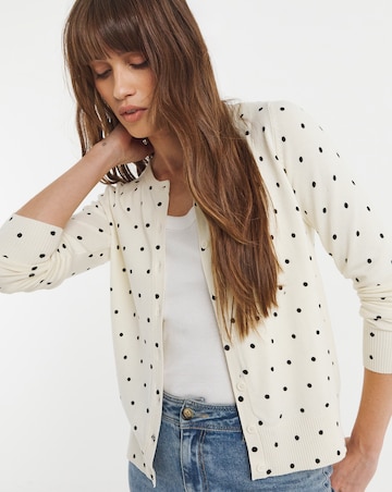 Spot Print Crew Neck Cardigan
