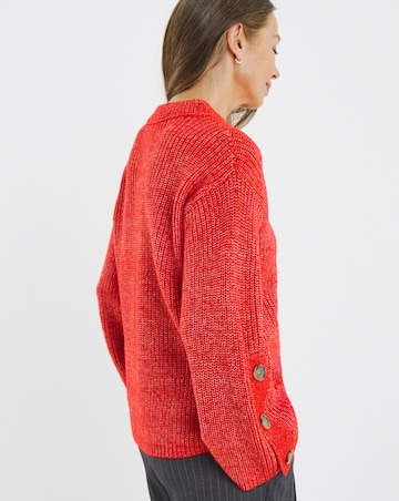 Re-luxe Paprika Button Sleeve Jumper