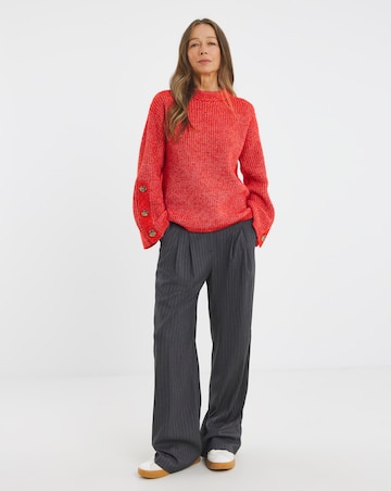 Re-luxe Paprika Button Sleeve Jumper