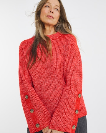 Re-luxe Paprika Button Sleeve Jumper