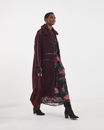 Wine Maxi Teddy Faux Fur Coat