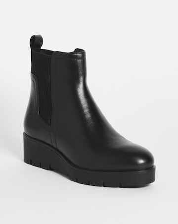 Leather Low Wedge Chelsea Boot EEE Fit