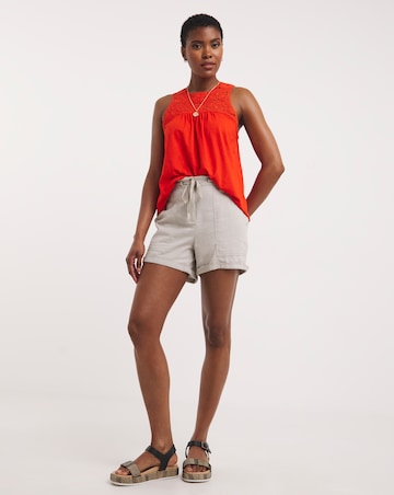 Flame Red Crochet Detail Vest Top