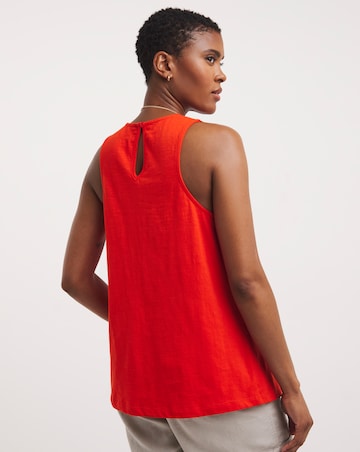 Flame Red Crochet Detail Vest Top