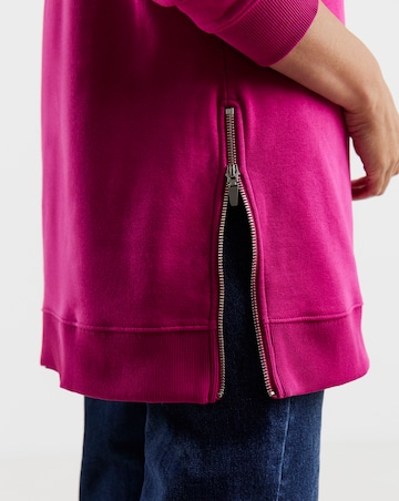 Side Zip Longline Sweatshirt