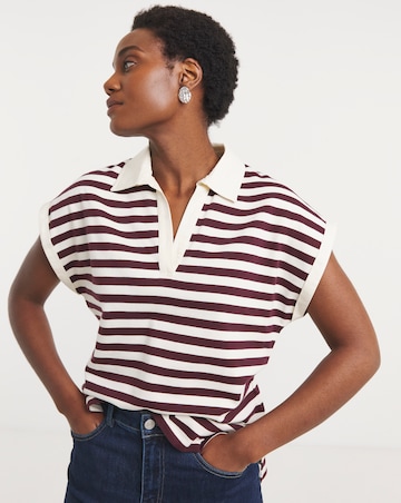 Burgundy Stripe Collared Rugby Top