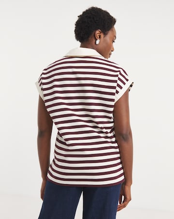 Burgundy Stripe Collared Rugby Top