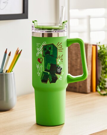 Minecraft Green 900ml Insulated Cup and Straw