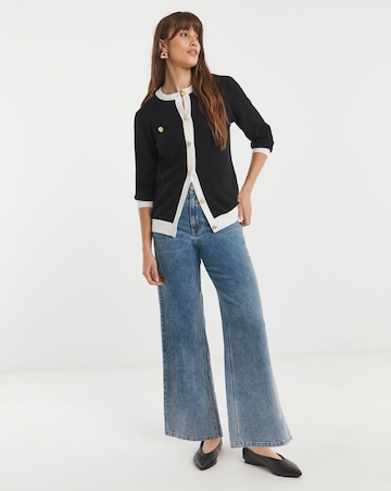 Boxy Contrast Trim Cardigan