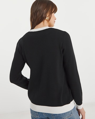 Boxy Contrast Trim Cardigan