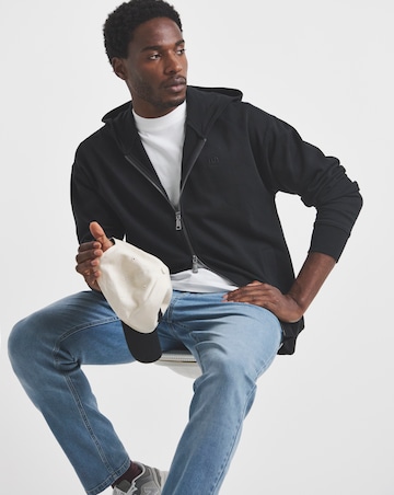 Union Full Zip Relaxed Fit Hoodie-Black