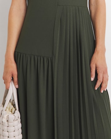 Asymmetric Pleated Panel Maxi Dress