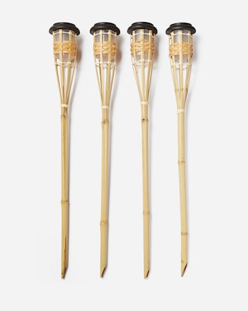 Set of 4 Bamboo Solar Stake Lights