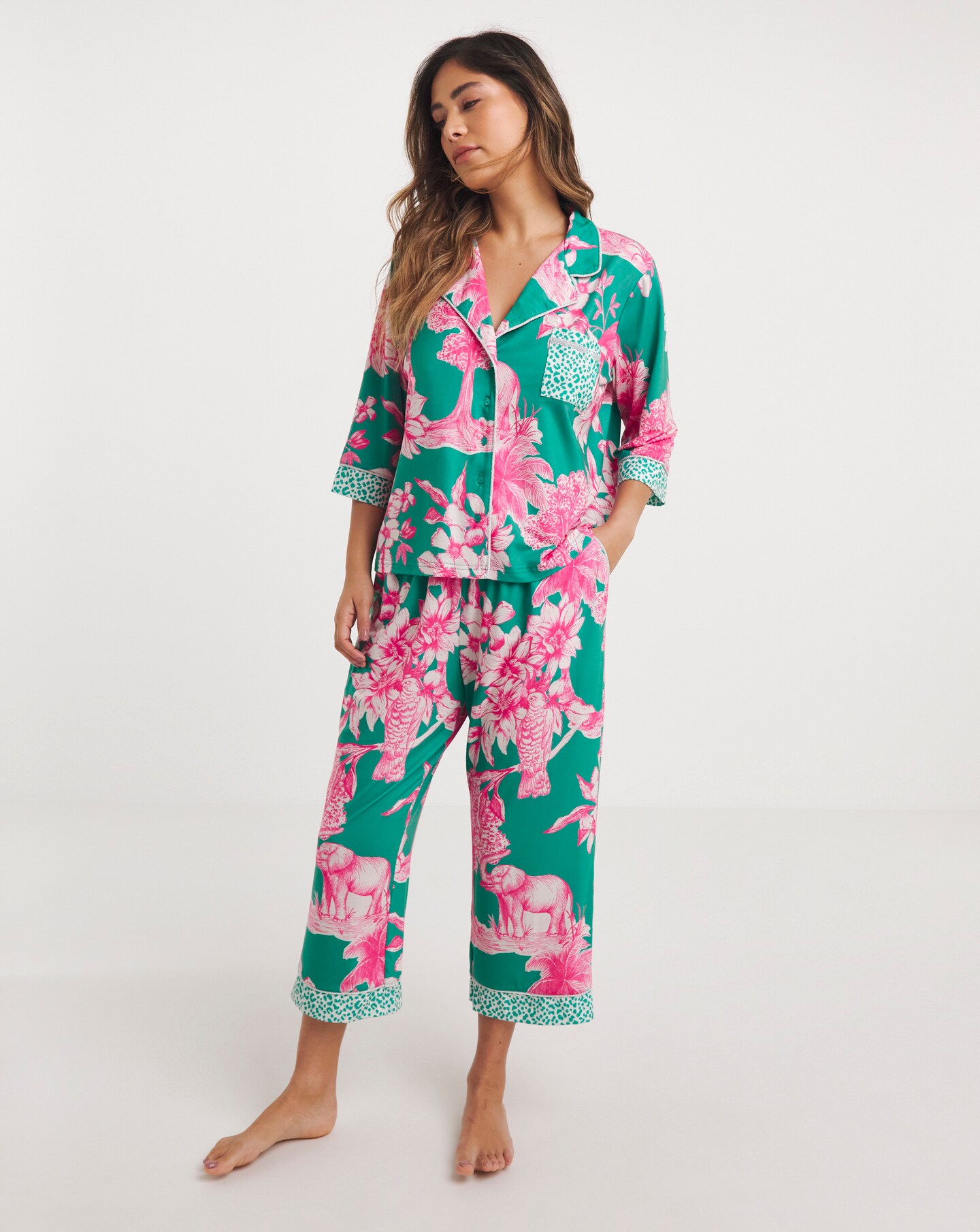 Tropical Button Through Pyjama Set Marisota