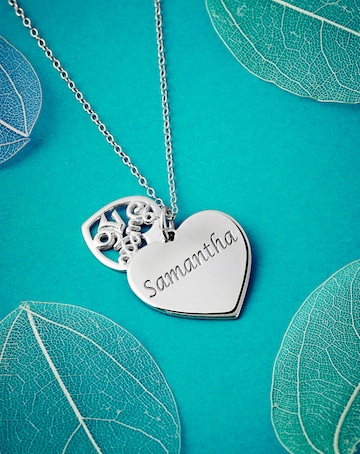 Sterling Silver Personalised Double Heart Special Age Pendant