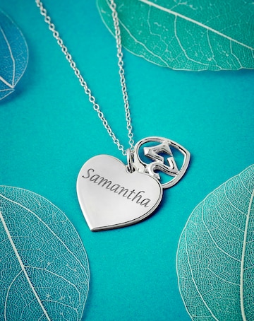 Sterling Silver Personalised Double Heart Special Age Pendant
