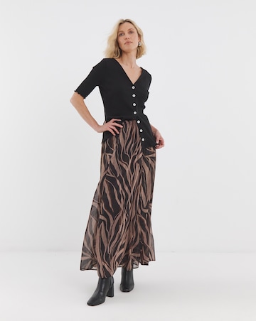 Printed Chiffon Godet Maxi Skirt