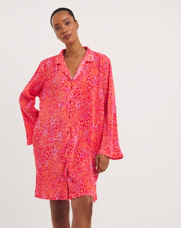 Button Through Plisse Night Shirt