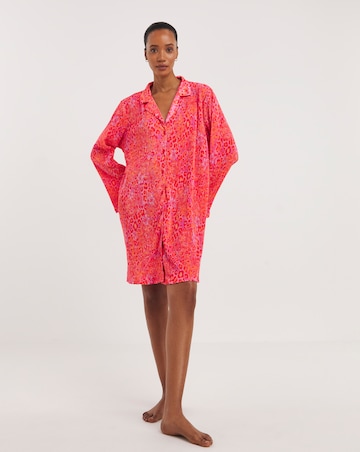 Button Through Plisse Night Shirt