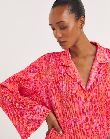 Button Through Plisse Night Shirt