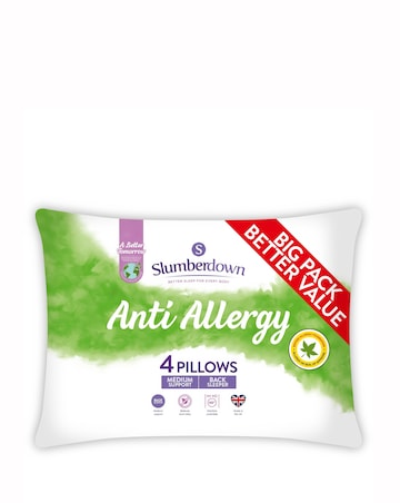 Slumberdown Anti Allergy Medium Support 4 Pack Pillows